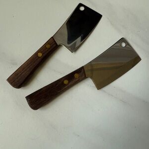 Set of Two Wooden Handle Stainless Steel Cheese Knives